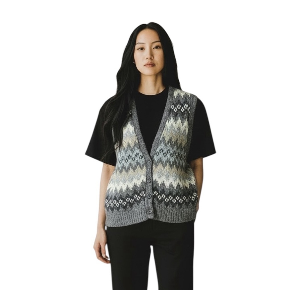 Vintage Fair Isle Nordic Hasting & Smith Angora Wool Blend Sweater Vest